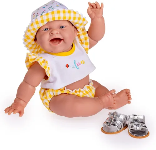 Vista 7 de JC Toys Lola Lemon Twist - Muñeca realista de 14 pulgadas con texto en inglés "Real Girl" All Vinyl Posable Play Doll – Cara feliz, vestida con 3