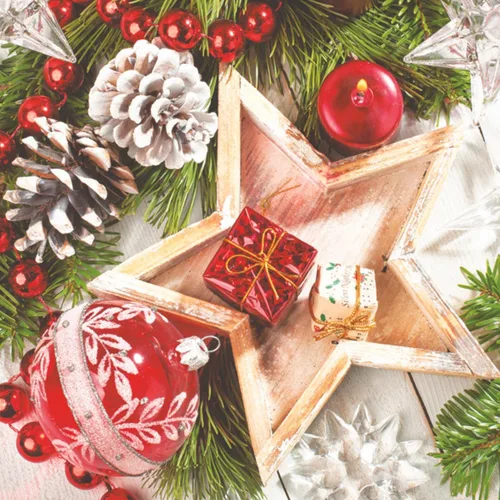 Vista 8 de Servilletas de papel de 20 unidades de 13 x 13 pulgadas para Navidad, 3 capas, estampado de campanas y velas, servilletas de cóctel para fiestas