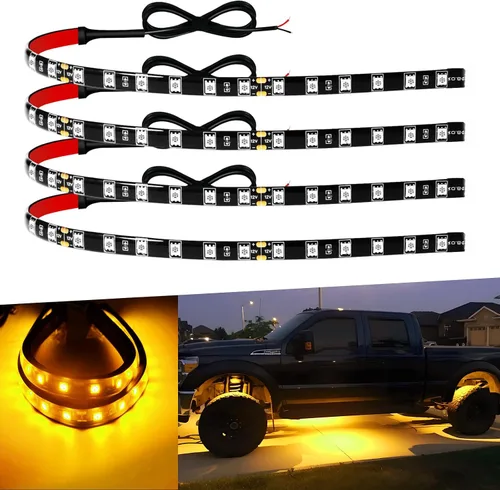 Vista 16 de Keiurot - Tira de luces LED azules de 12 V para automóviles, conectables de 12 pulgadas, paquete de 4 unidades IP68 Waterproof Flexible for Cars