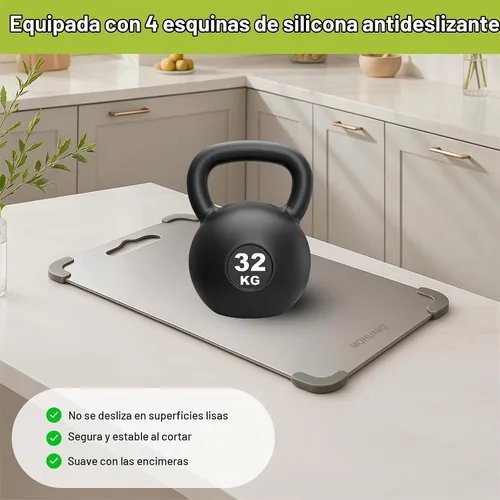 Vista 5 de Tabla de cortar de acero inoxidable para cocina, tabla de cortar de acero apta para lavavajillas, tabla de cortar de metal no plástico de doble