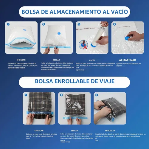 Vista 6 de 12 bolsas de almacenamiento de compresión jumbo, bolsas de almacenamiento al vacío, bolsas ahorradoras de espacio para edredones, mantas, ropa