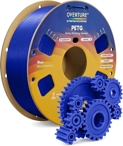 Vista 19 de OVERTURE - Filamento PETG de 1/16 de pulgada (1.75 mm) para impresora 3D y FDM, bien enrollado, duradero, carrete de 4.4 libras, dureza firme