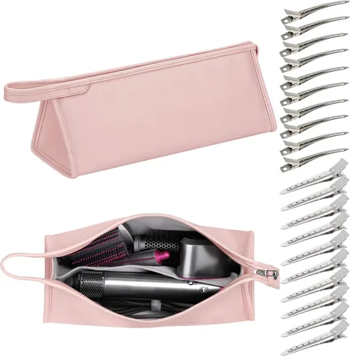 Vista 10 de Funda de viaje de cuero PU compatible con Dyson Airwrap Styler/Shark Flexstyle, funda de transporte portátil para secador de pelo Dyson Supersonic