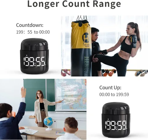 Vista 4 de Temporizador Digital de Cocina, Temporizador de Cuenta Regresiva y Progresiva con Pantalla LED Grande, Ajuste de Volumen, Temporizador para Cocinar