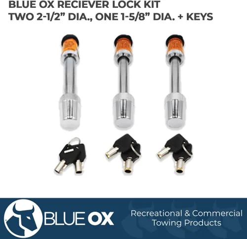 Vista 2 de Blue Ox BX88101 kit de dos candados de 1/2 y un candado de 5/8, naranja
