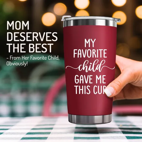 Vista 2 de Regalos de Navidad para mamá de hija, hijo, niños, esposo – Regalo divertido para mamá – Taza de café para mamá «Mi hijo favorito me dio esta taza»
