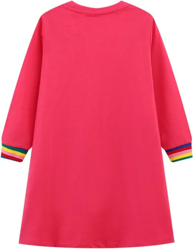 Vista 2 de Vestido de manga larga para niñas pequeñas, de algodón, para otoño, lindo, casual, básico Bolsa1
