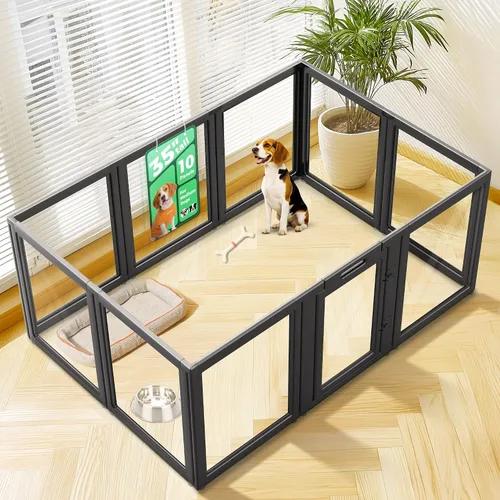 Vista 51 de FXW AuraSpace - Cerca acrílica para perros pequeños, para interiores, 24 pulgadas, 2 paneles, incluye 1 puerta y 1 panel, color negro
