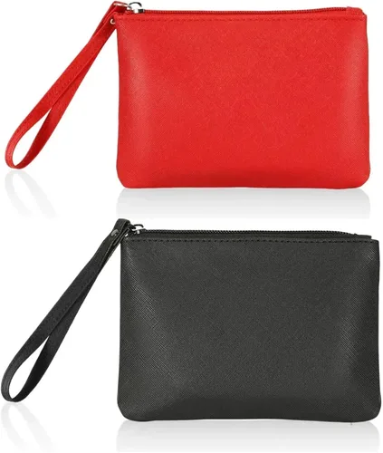 Vista 32 de Paquete de 2 pequeñas bolsas de maquillaje con cremallera para bolso, lápiz labial, organizador de maquillaje de viaje para mujeres, productos Negro