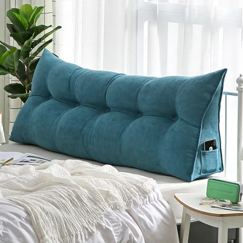Vista 10 de Cojín de almohada triangular copetudo para respaldo, funda extraíble, almohada de lectura, cojín de lectura para cabecero grande para cama, sofá