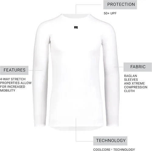 Vista 5 de Russell Athletic Camiseta de compresión de manga larga Coolcore estándar para hombre