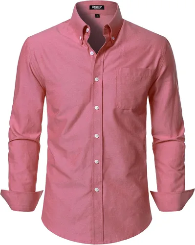 Vista 14 de JEMITOP Camisas de manga larga Oxford ligeras para hombre