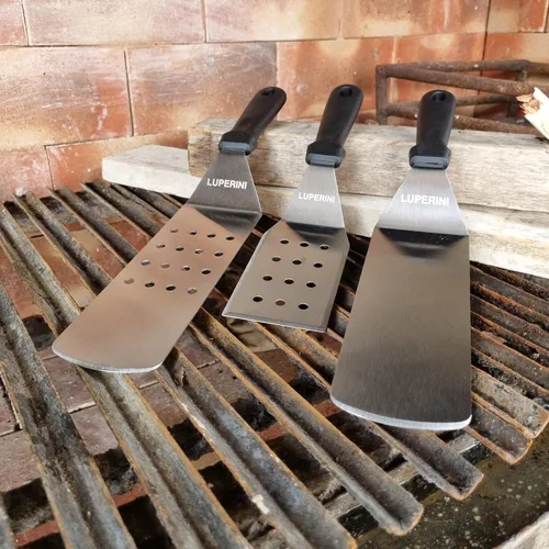 Vista 5 de LUPERINI. Juego de volteador para barbacoa, juego de acero inoxidable, espátula de parrilla para carne, pescado, huevo, panqueque, hamburguesa