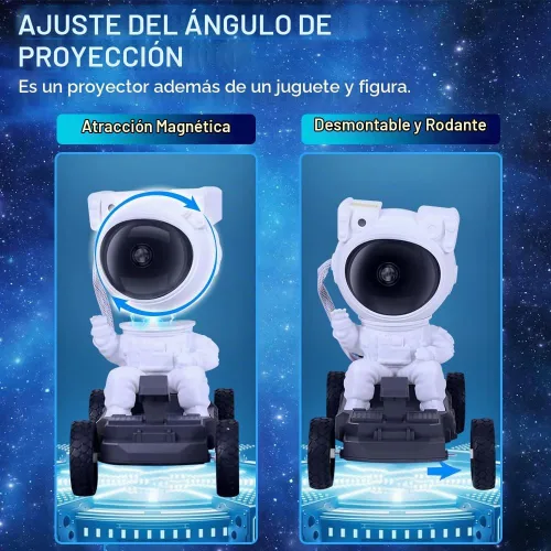 Vista 4 de Proyector de estrellas y galaxias astronautas, luz nocturna, 360° Space Man Lunar Rover Buddy Starry Nebulosa Proyector de techo Cielo LED Starlight