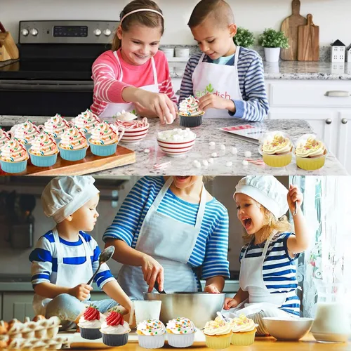 Vista 7 de Mini tazas de papel de aluminio para hornear cupcakes con tapas (30 unidades, 5 onzas), forros redondos de papel de aluminio para cupcakes, soporte