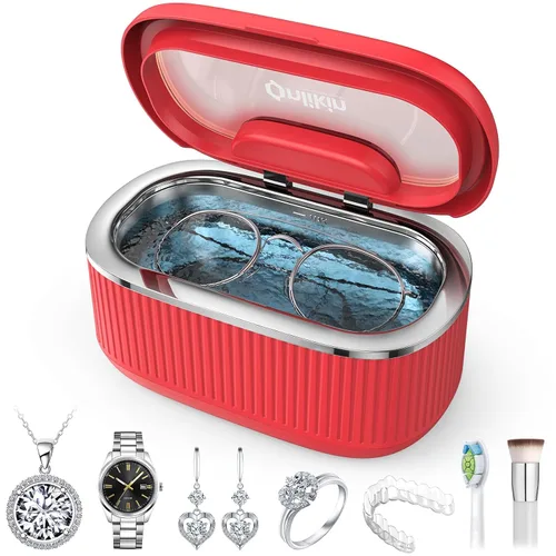 Vista 11 de Limpiador ultrasónico de joyas de 35W, limpiador de retenedor de 45KHz para joyas, 5 temporizadores y 3 modos de potencia, para anteojos, anillos