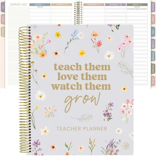 Vista 13 de bloom daily planners Agenda y calendario para profesores de año académico sin fecha, libro organizador de plan de lecciones de 7 períodos