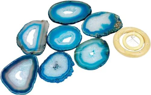 Vista 3 de rockcloud móvil, figura decorativa para jardín, para el hogar, geoda de ágata, Azul (66-31 pulgadas).