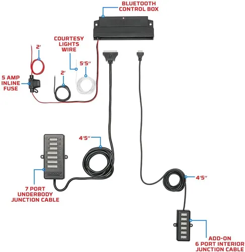 Vista 8 de LEDGlow 4 piezas Bluetooth Millones de colores LED Underbody Underbody Underbody Underglow y 6 piezas Interior Footwell Accent Kit de iluminación