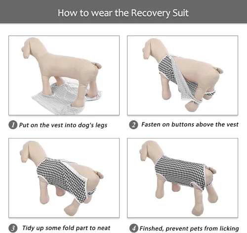 Vista 6 de Kuoser - Traje de recuperación quirúrgica para perros y gatos, camiseta para mascotas después de la cirugía para perros, traje de recuperación Rosa