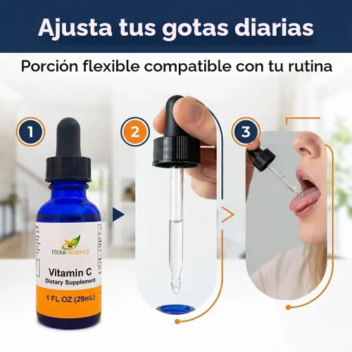 Vista 5 de Vitamina C líquida gotas 1 oz ácido ascórbico sin alcohol