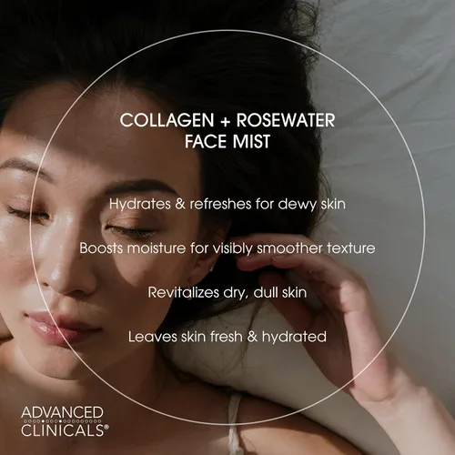 Vista 3 de Advanced Clinicals Colágeno de agua de rosas para el cuidado de la piel revitalizante e hidratante para la cara Tónico en aerosol facial
