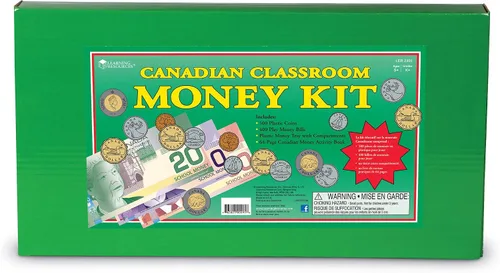 Vista 5 de Learning Resources Kit de dinero de aula canadiense, dinero falso para aprender, billetes de dólar, dinero de utilería, monedas de juego