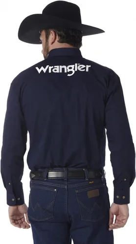 Vista 2 de Wrangler Men's Western Logo Two Pocket Long Sleeve Button Shirt