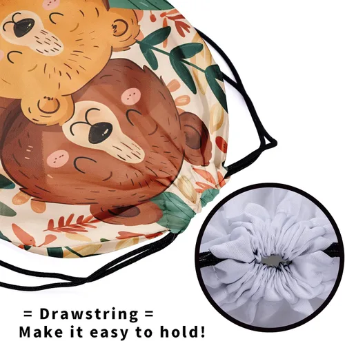 Vista 117 de Bolsa de agarre de gimnasia de piel de animal, bolsa de gimnasia con cordón ajustable, bolsa de cuerda para fauna silvestre, Mariposas Galaxy