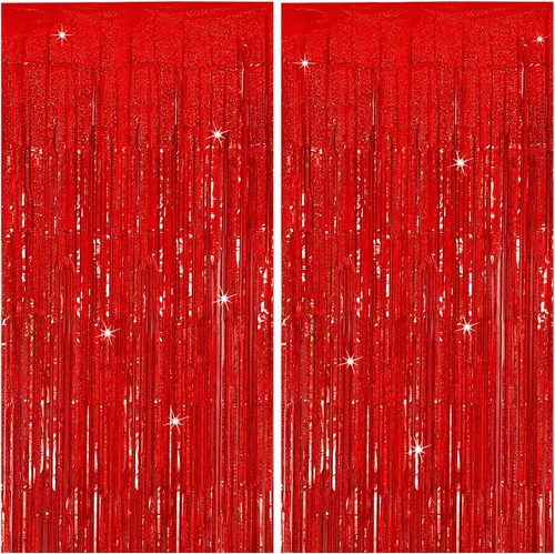 Vista 9 de Cortina de oropel con flecos negra para decoración de fiesta de cumpleaños, 2 paquetes, cortina de fiesta con purpurina, decoraciones de fiesta