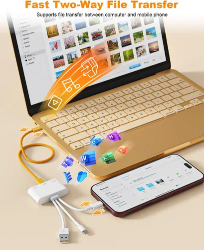 Vista 6 de Rocketek Lector de tarjetas SD y adaptador de unidad flash para iPhone White