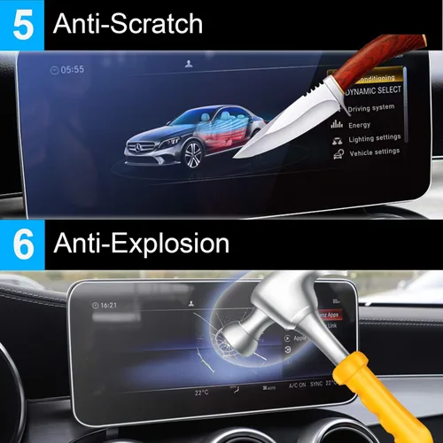 Vista 6 de TTCR-II - Protector de pantalla compatible con Mercedes Clase C W205 2019-2021 Protector de pantalla táctil para consola Mercedes GLC Clase W253