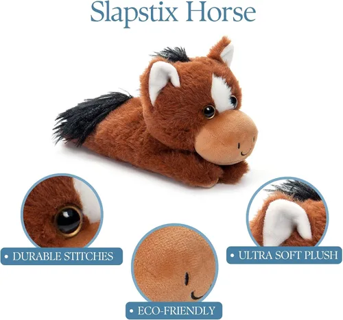 Vista 6 de The Petting Zoo Pulsera de peluche de caballo de peluche, regalos para niños, animales de vida silvestre Slapstix, juguete de peluche de caballo