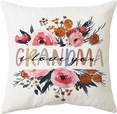 Vista 4 de Sidhua Divertida funda de almohada con temática de abuela para el hogar, If Mom Says No Ask Mimi con frase de girasol, funda de almohada decorativa