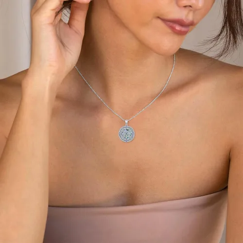 Vista 2 de Alphm Joyería de plata esterlina S925 Dara nudo celta buena suerte medallón irlandés colgante collar joyería para mujeres hombres