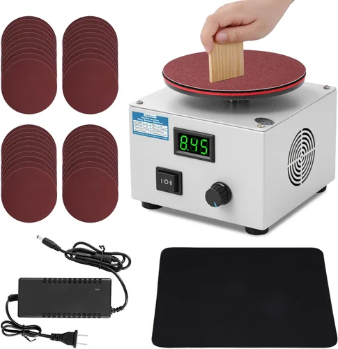 Vista 7 de MXBAOHENG Mini Disc Sander Electric Bench Sanding Machine w/ 40 Sandpapers