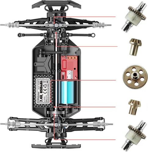 Vista 4 de HAIBOXING 1:18 Los recambios de los coches de RC, los piñones de la impulsión del engranaje del estímulo del metal y Diff completan se aplican a