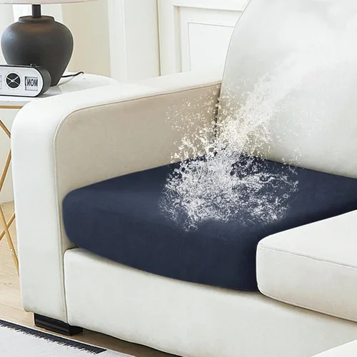 Vista 27 de NAISI Fundas de cojín impermeables de tela de terciopelo grueso lavable, 1 pieza, fundas individuales para sofá modular con parte inferior elástica