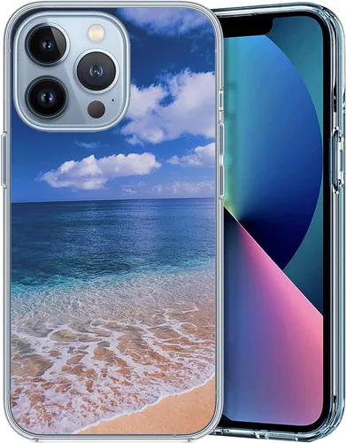 Vista 7 de Compatible con iPhone 11, funda estética Beach Wave Sunset Glow transparente, TPU suave, protección de cuerpo completo, regalo para mujeres y hombres