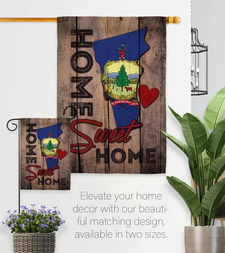 Vista 8 de HS191153-BO Vermont Sweet Home Americana States - Juego de bandera vertical decorativa para casa, 28 x 40 pulgadas con mástil, multicolor