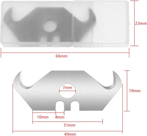 Vista 5 de Bonsicoky Cuchillas de afeitar de acero de 50PCS Utility Hook Blades Paquete de 50
