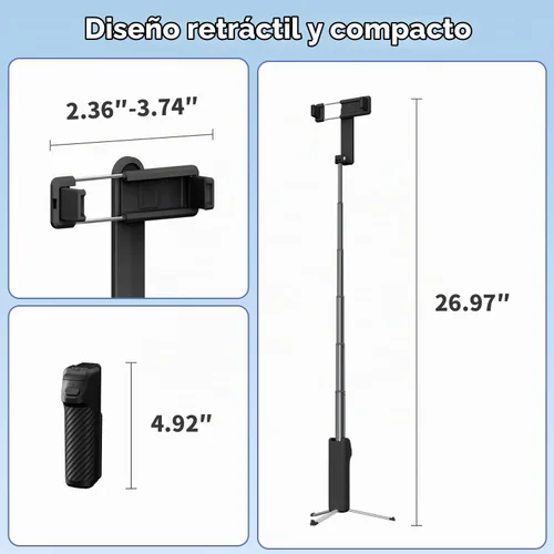 Vista 3 de yAyusi Mini trípode extensible para selfie stick con control remoto, trípode portátil de tamaño de bolsillo para iPhone, pequeño y compacto