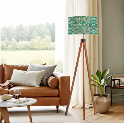 Vista 7 de Wood Tripod Floor Lamp 50s Mid Century Modern Seamless geometric age minimalistic decorative Mid Century Standing Lamp Linen Shade Dimmable Modern