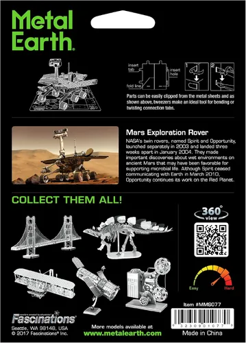 Vista 2 de Metal Earth Mars Rover 3D Kit de modelo de metal con pinzas Fascinaciones