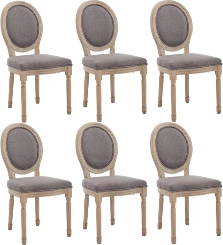 Vista 21 de Kmax Sillas de comedor estilo granja, patas de madera marrón, elegantes sillas de cocina copetudas, sillas de dormitorio francesas desgastadas