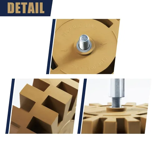 Vista 4 de Removedor de calcomanías de goma para rueda de borrador de 3.94 x 3.94 x 1.62 pulgadas, 1 rueda de borrador y 1 adaptador de taladro