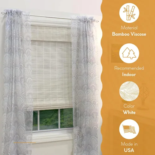 Vista 8 de Radiance, cortinas inalámbricas, romanas, de bambú, madera balsa - 23 persianas, 24 pulgadas de ancho x 64 pulgadas de largo