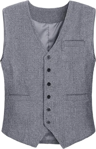 Vista 3 de TOGROP Chaleco de disfraz de los años 20 para hombre, sombrero y accesorios para reloj de bolsillo, juego de accesorios para fiesta de adultos