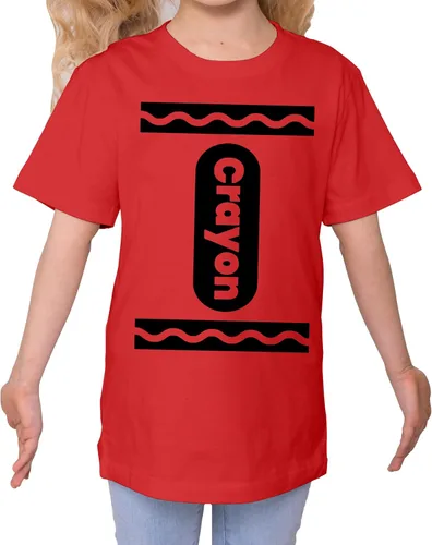 Vista 2 de Camiseta unisex de disfraces de Halloween de crayón para niños y niñas Idea de camisetas gráficas divertidas y geniales