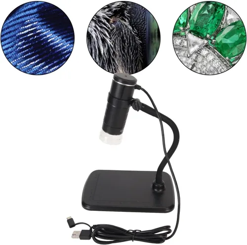 Vista 8 de Microscopio digital, microscopio USB de 50 a 1000x con soporte - 640 x 480 de mano USB HD microscopio cámara compatible con teléfono móvil Pad PC